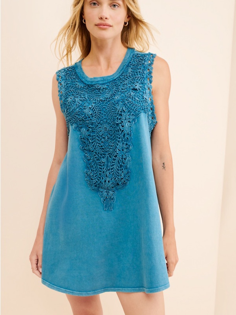 Free People Lavender Fields Mini Dress Medium Blue